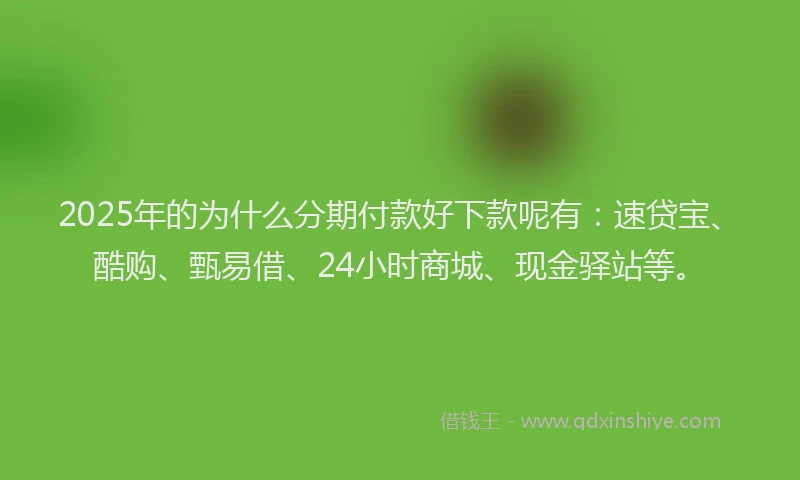 2025年的为什么分期付款好下款呢有：速贷宝、酷购、甄易借、24小时商城、现金驿站等。