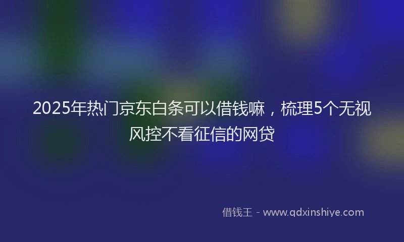 2025年热门京东白条可以借钱嘛，梳理5个无视风控不看征信的网贷