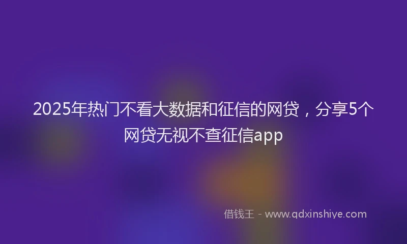 2025年热门不看大数据和征信的网贷，分享5个网贷无视不查征信app