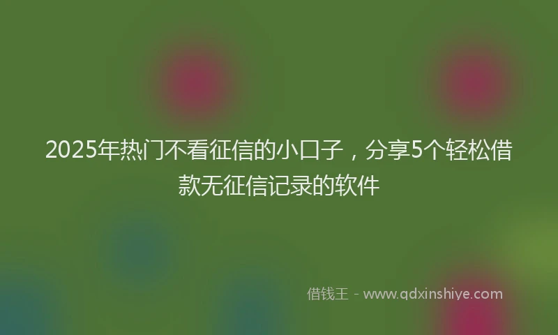 2025年热门不看征信的小口子，分享5个轻松借款无征信记录的软件