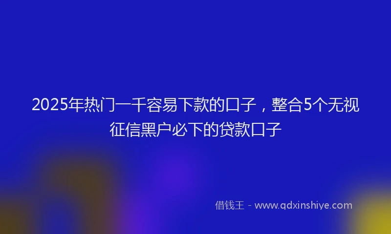 2025年热门一千容易下款的口子，整合5个无视征信黑户必下的贷款口子