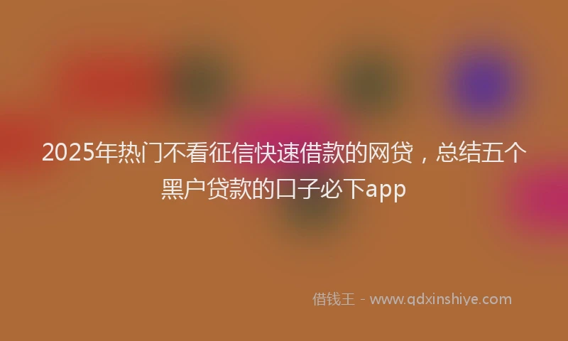 2025年热门不看征信快速借款的网贷，总结五个黑户贷款的口子必下app