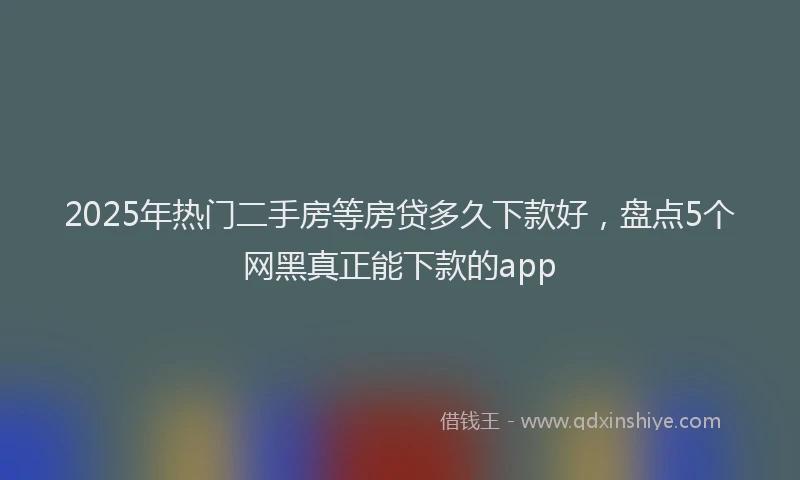 2025年热门二手房等房贷多久下款好，盘点5个网黑真正能下款的app
