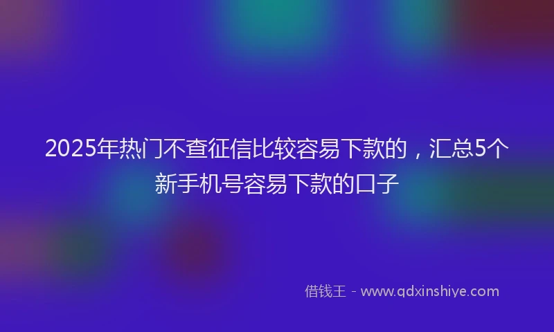 2025年热门不查征信比较容易下款的，汇总5个新手机号容易下款的口子