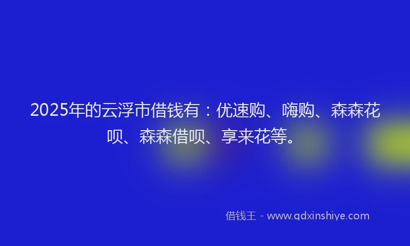 2025年的云浮市借钱有：优速购、嗨购、森森花呗、森森借呗、享来花等。