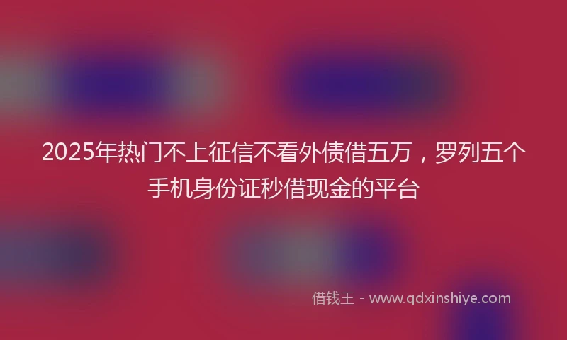 2025年热门不上征信不看外债借五万，罗列五个手机身份证秒借现金的平台