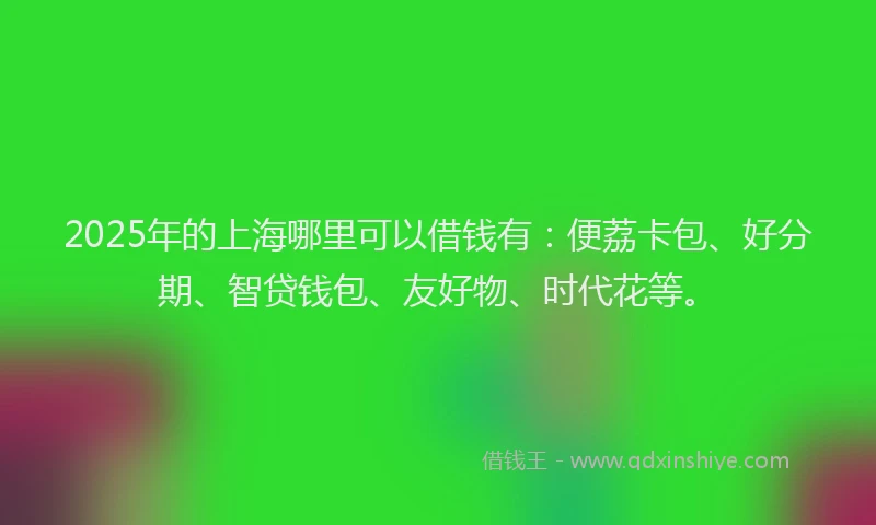 2025年的上海哪里可以借钱有：便荔卡包、好分期、智贷钱包、友好物、时代花等。