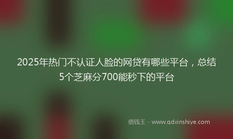 2025年热门不认证人脸的网贷有哪些平台，总结5个芝麻分700能秒下的平台