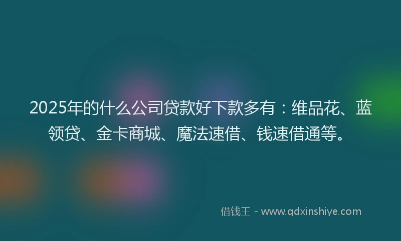 2025年的什么公司贷款好下款多有：维品花、蓝领贷、金卡商城、魔法速借、钱速借通等。