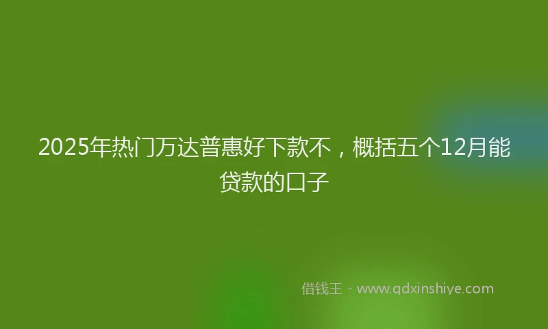2025年热门万达普惠好下款不，概括五个12月能贷款的口子