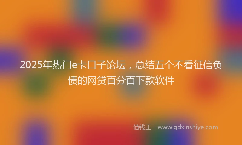 2025年热门e卡口子论坛，总结五个不看征信负债的网贷百分百下款软件