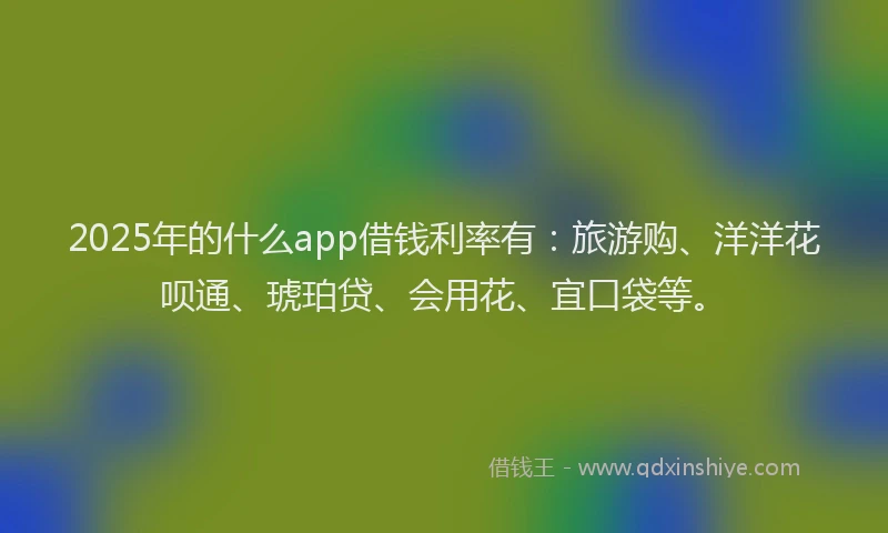 2025年的什么app借钱利率有：旅游购、洋洋花呗通、琥珀贷、会用花、宜口袋等。
