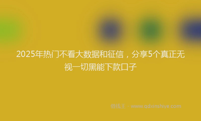 2025年热门不看大数据和征信，分享5个真正无视一切黑能下款口子