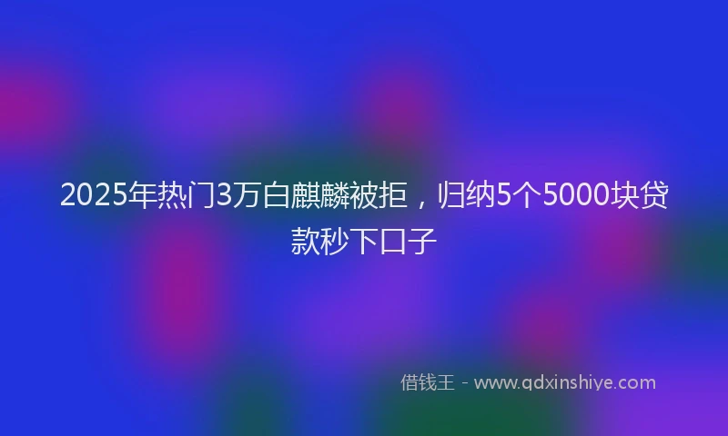 2025年热门3万白麒麟被拒，归纳5个5000块贷款秒下口子