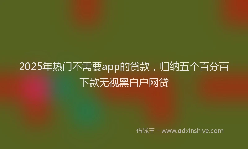 2025年热门不需要app的贷款，归纳五个百分百下款无视黑白户网贷
