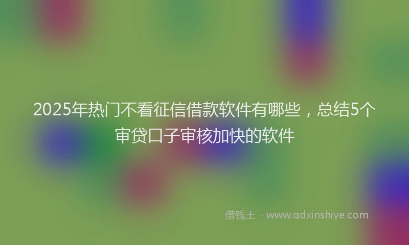2025年热门不看征信借款软件有哪些，总结5个审贷口子审核加快的软件