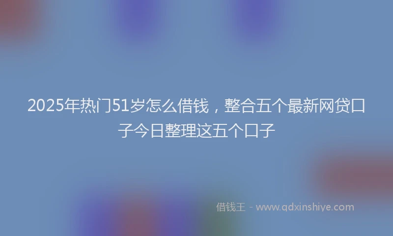2025年热门51岁怎么借钱，整合五个最新网贷口子今日整理这五个口子
