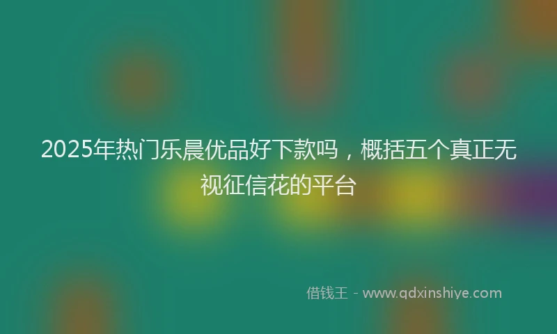 2025年热门乐晨优品好下款吗，概括五个真正无视征信花的平台