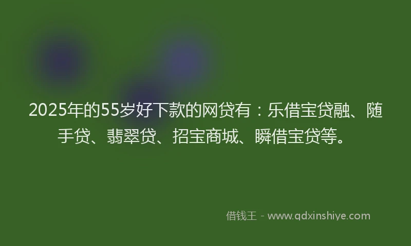 2025年的55岁好下款的网贷有：乐借宝贷融、随手贷、翡翠贷、招宝商城、瞬借宝贷等。