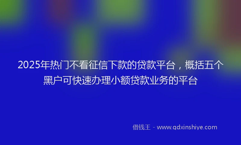 2025年热门不看征信下款的贷款平台，概括五个黑户可快速办理小额贷款业务的平台