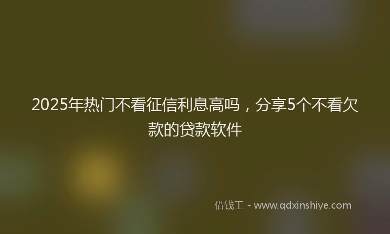 2025年热门不看征信利息高吗，分享5个不看欠款的贷款软件