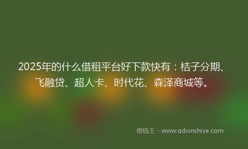 2025年的什么借租平台好下款快有：桔子分期、飞融贷、超人卡、时代花、森泽商城等。