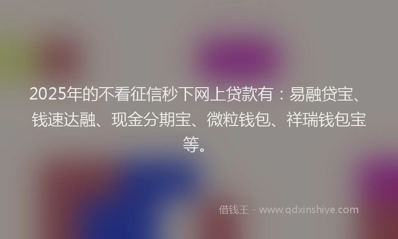 2025年的不看征信秒下网上贷款有：易融贷宝、钱速达融、现金分期宝、微粒钱包、祥瑞钱包宝等。