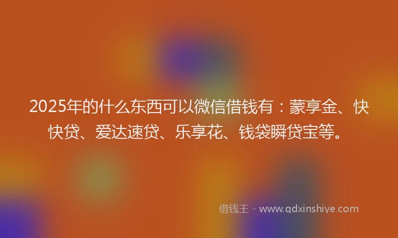 2025年的什么东西可以微信借钱有：蒙享金、快快贷、爱达速贷、乐享花、钱袋瞬贷宝等。