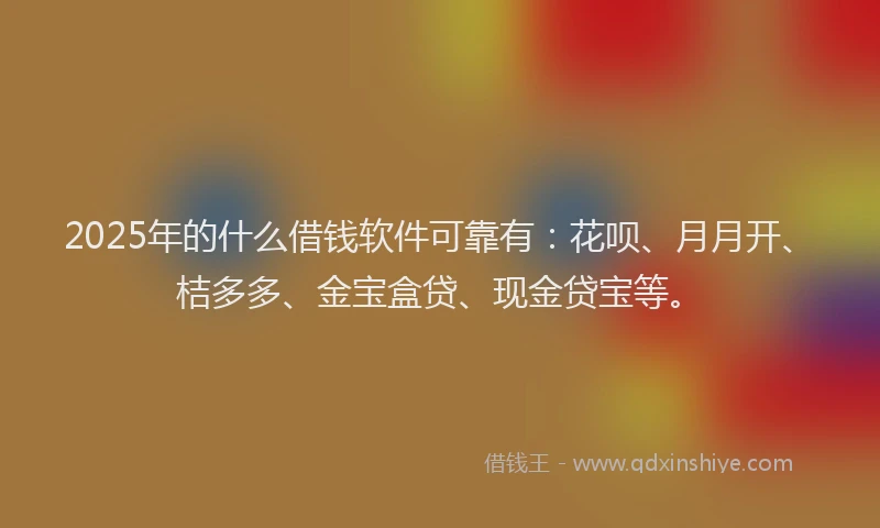 2025年的什么借钱软件可靠有：花呗、月月开、桔多多、金宝盒贷、现金贷宝等。
