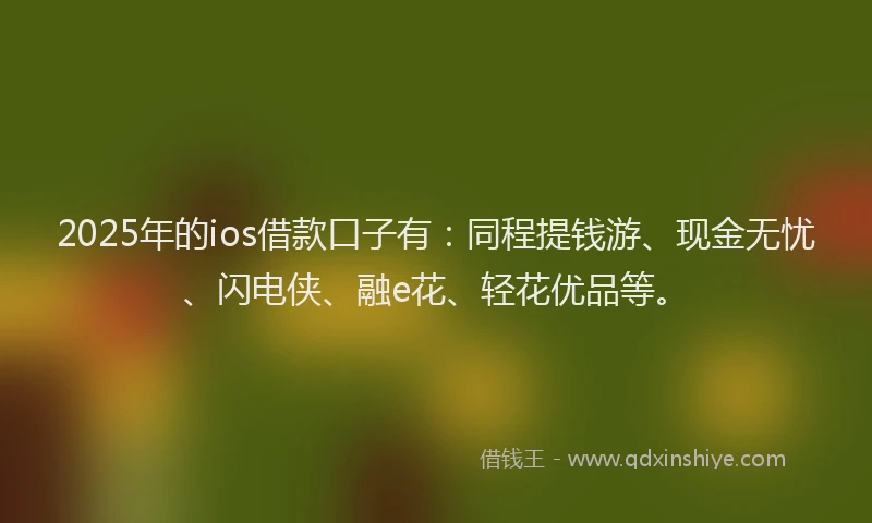 2025年的ios借款口子有：同程提钱游、现金无忧、闪电侠、融e花、轻花优品等。