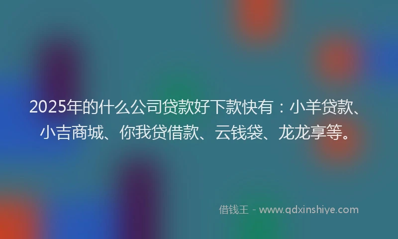 2025年的什么公司贷款好下款快有：小羊贷款、小吉商城、你我贷借款、云钱袋、龙龙享等。