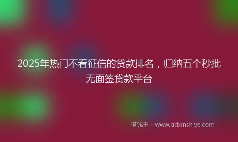 2025年热门不看征信的贷款排名，归纳五个秒批无面签贷款平台