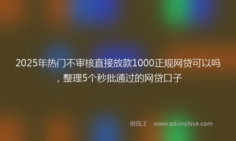 2025年热门不审核直接放款1000正规网贷可以吗，整理5个秒批通过的网贷口子