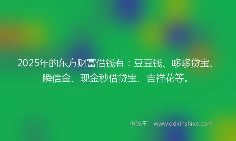 2025年的东方财富借钱有：豆豆钱、哆哆贷宝、瞬信金、现金秒借贷宝、吉祥花等。
