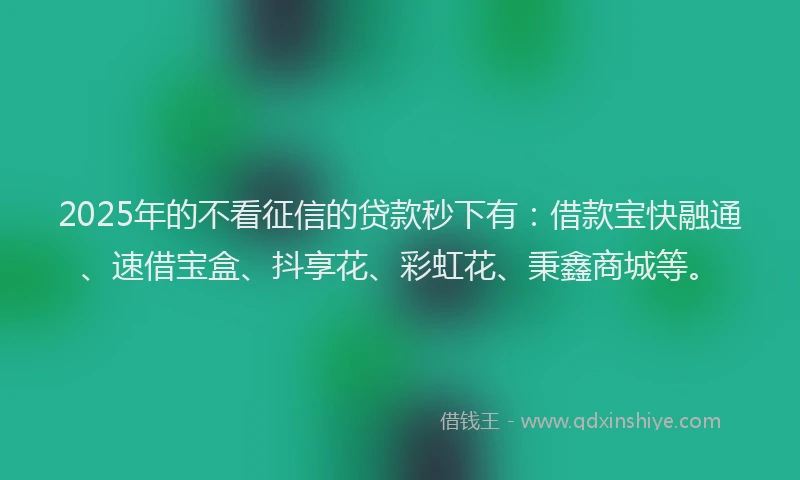 2025年的不看征信的贷款秒下有：借款宝快融通、速借宝盒、抖享花、彩虹花、秉鑫商城等。