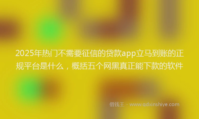 2025年热门不需要征信的贷款app立马到账的正规平台是什么，概括五个网黑真正能下款的软件