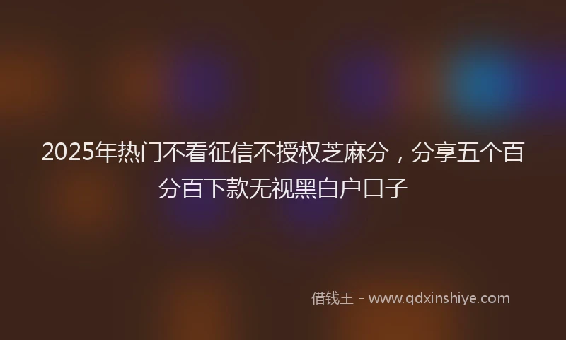 2025年热门不看征信不授权芝麻分，分享五个百分百下款无视黑白户口子
