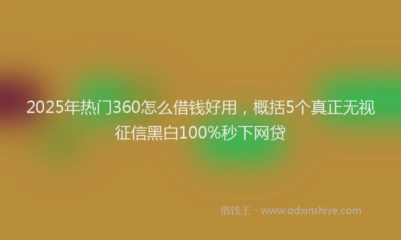 2025年热门360怎么借钱好用，概括5个真正无视征信黑白100%秒下网贷
