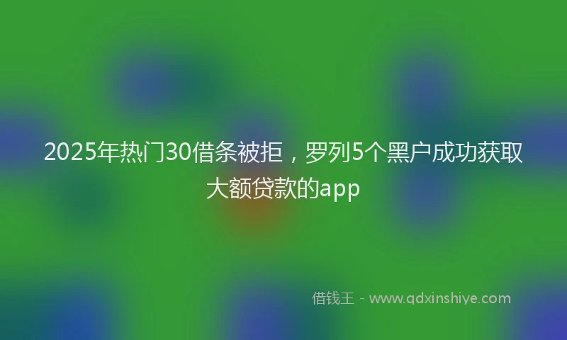 2025年热门30借条被拒，罗列5个黑户成功获取大额贷款的app