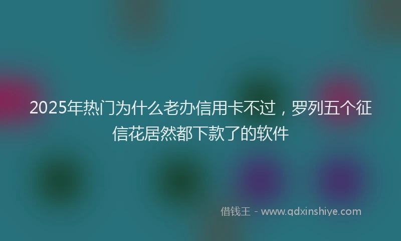 2025年热门为什么老办信用卡不过，罗列五个征信花居然都下款了的软件