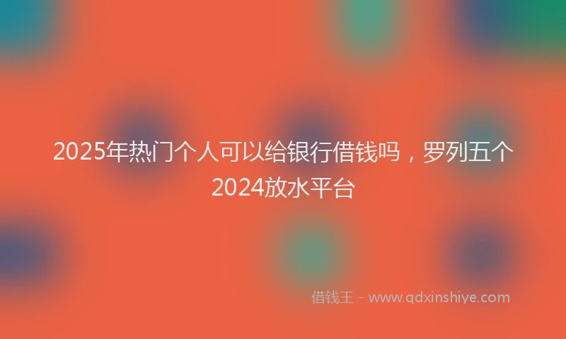 2025年热门个人可以给银行借钱吗，罗列五个2024放水平台