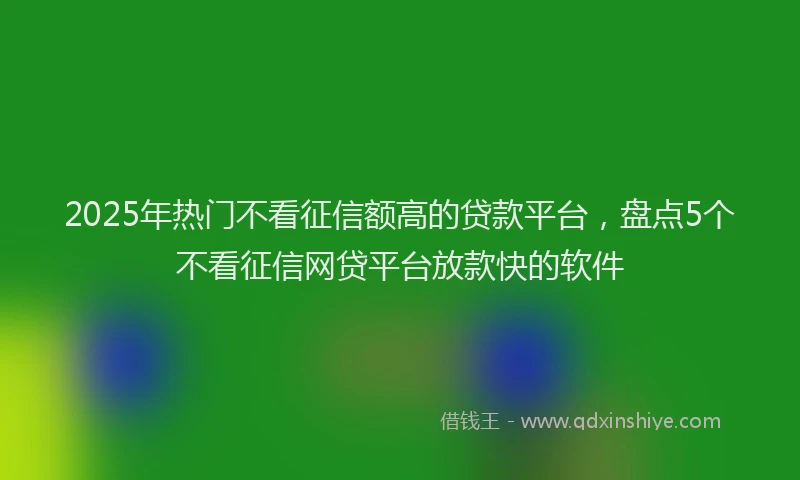 2025年热门不看征信额高的贷款平台，盘点5个不看征信网贷平台放款快的软件