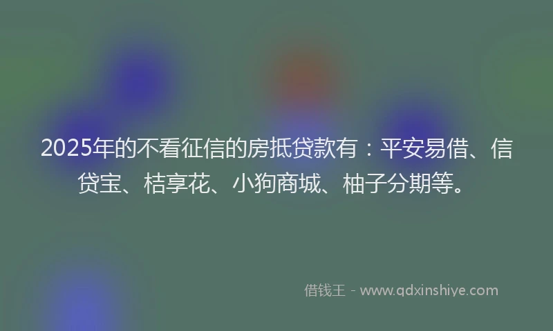 2025年的不看征信的房抵贷款有：平安易借、信贷宝、桔享花、小狗商城、柚子分期等。