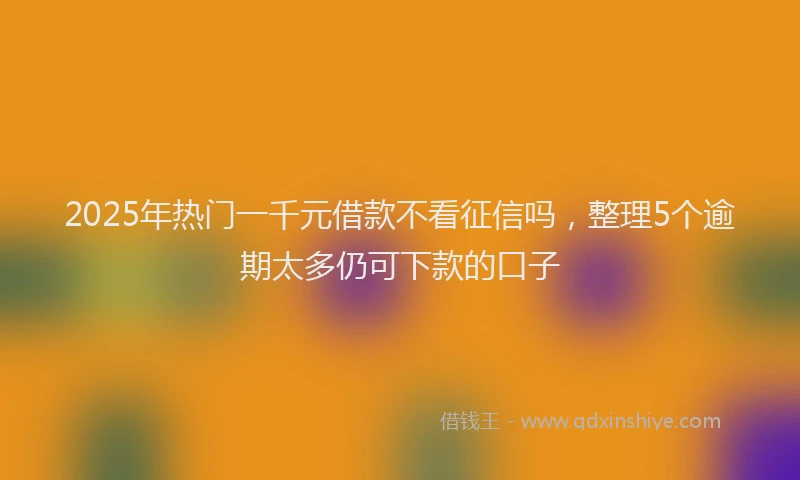 2025年热门一千元借款不看征信吗，整理5个逾期太多仍可下款的口子