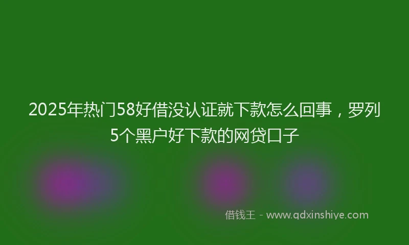 2025年热门58好借没认证就下款怎么回事，罗列5个黑户好下款的网贷口子