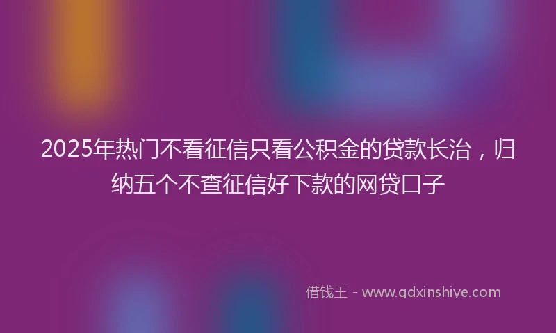 2025年热门不看征信只看公积金的贷款长治，归纳五个不查征信好下款的网贷口子