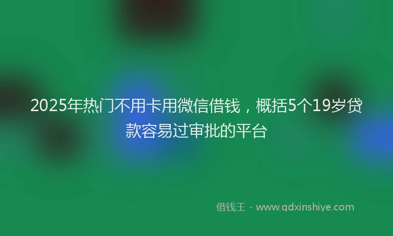 2025年热门不用卡用微信借钱，概括5个19岁贷款容易过审批的平台