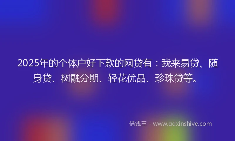 2025年的个体户好下款的网贷有:我来易贷、随身贷、树融分期、轻花优品、珍珠贷等。
