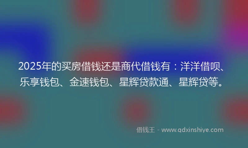 2025年的买房借钱还是商代借钱有：洋洋借呗、乐享钱包、金速钱包、星辉贷款通、星辉贷等。