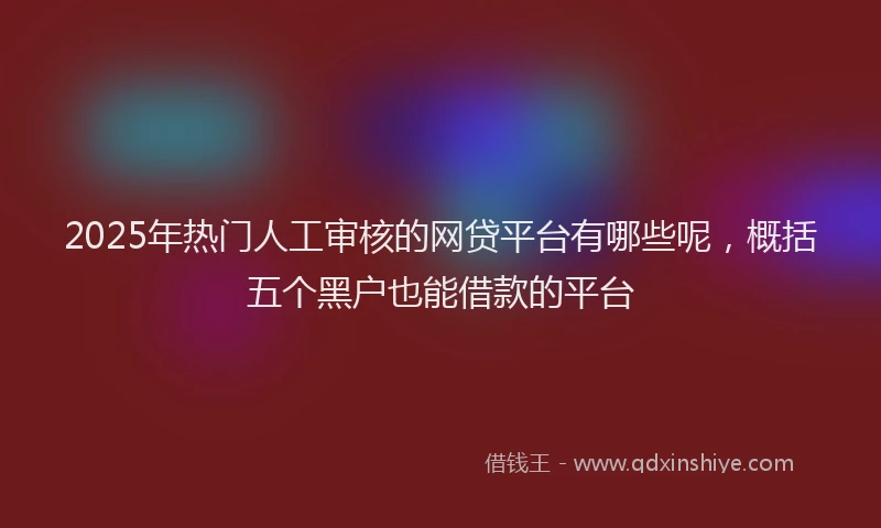 2025年热门人工审核的网贷平台有哪些呢，概括五个黑户也能借款的平台